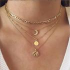 Alloy Pendant Layered Choker Necklace 1 - 4312 - Kc - Gold - One Size