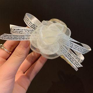 Lettering Flower Mesh Hair Clip White - One Size