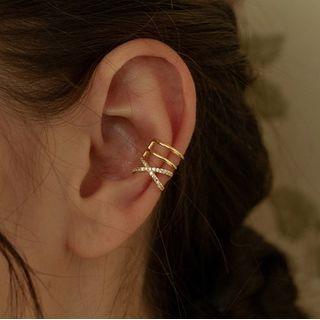 Layered Alloy Cuff Earring 1pc - Eh0897 - Gold - One Size