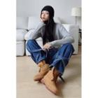 Belted-hem Wide-leg Jeans
