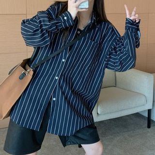 Oversized Striped Shirt Stripe - One Size