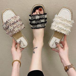 Beaded Tweed Sandals
