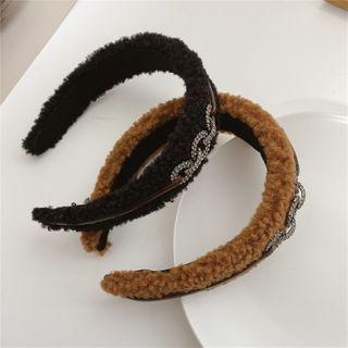 Rhinestone Fleece Wide Headband