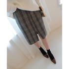 Plaid Wool Blend H-line Skirt