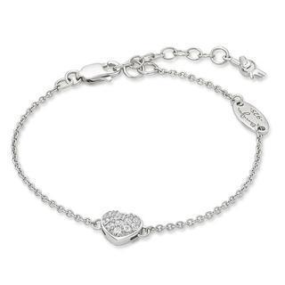 925 Silver Bracelet In Rh. Plated (hearts & Arrow Crystals On Heart) 925 Stering Silver - One Size