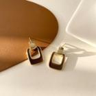 Rectangle Glaze Dangle Earring 1 Pair - 925 Silver - Glaze - Coffee - One Size