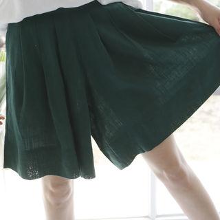Pintuck-detail Linen Blend Shorts
