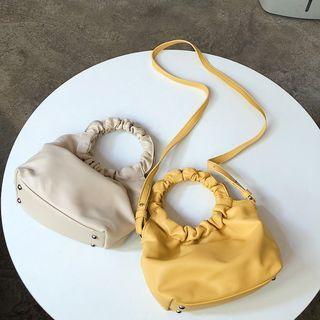 Shirred Round Top Handle Crossbody Bag