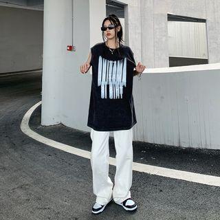 Lettering Print Vest