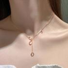 Drop Sterling Silver Necklace 925 Silver - Rose Gold - One Size