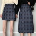 Plaid High-waist A-line Midi Skirt / Miniskirt