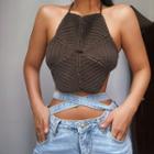 Cut-out Knit Cropped Halter Top