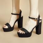 Chunky Heel Platform Glitter Sandals