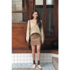 Seam-trim Faux-leather Miniskirt