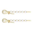Knot Alloy Faux Pearl Hair Pin Gold - One Size