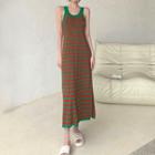 Knit Striped Camisole Dress Red & Green - One Size