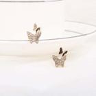 Rhinestone Butterfly Earring 925 Sterling Silver - As Shown In Figure - One Size