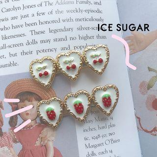 Alloy Strawberry / Cherry Heart Hair Clip