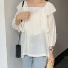 3/4-sleeve Ruffle Square Neck Blouse