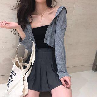 Long-sleeve Buttoned T-shirt / Tube Top