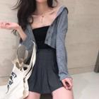 Long-sleeve Buttoned T-shirt / Tube Top