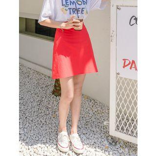 Plus Size Linen Blend A-line Miniskirt