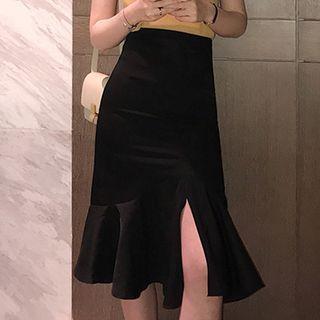 V-neck Tank Top / Slit Pencil Skirt / Set