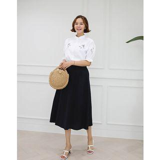 A-line Midi Linen Skirt