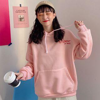 Long-sleeve Hooded Lettering Loose-fit Top