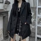 Rose Print Blazer Dress Black - One Size