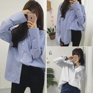 Striped Boxy Long-sleeve Shirt