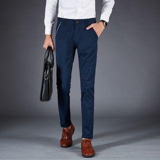 Slim Fit Patterned Trim Pants