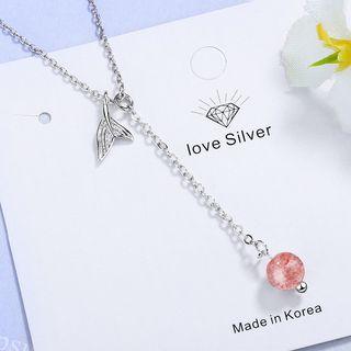 Bead Alloy Mermaid Tail Pendant Necklace Silver & Pink - One Size