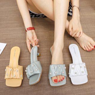 Faux Pearl Studded Slide Sandals