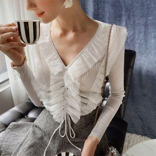 Ruffle Drawstring Sweater