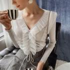 Ruffle Drawstring Sweater