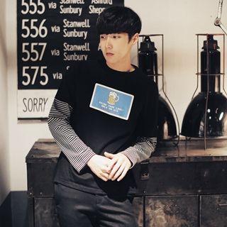 Long-sleeve Printed Panel T-shirt