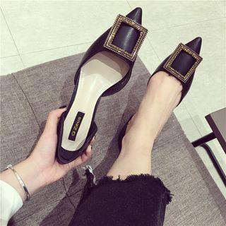 Faux-leather Metal-accent Pumps