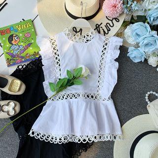 Crochet-lace Ruffle-hem Sleeveless Top