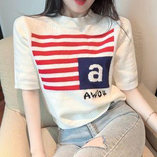 Printed Light Knit Top White - One Size