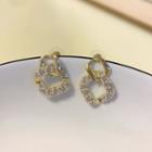 Square Faux Pearl Alloy Dangle Earring 1 Pair - S925 Silver - Gold - One Size