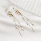 Rhinestone Strap Earring 925 Sterling Silver - Gold - One Size