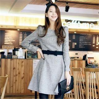 Check-pattern A-line Dress With Belt