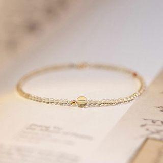 Sterling Silver Faux Crystal Bracelet Transparent - 17cm