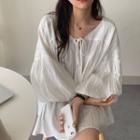 Puff 3/4-sleeve Blouse White - One Size