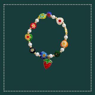 Strawberry Flower Bead Bracelet