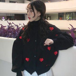 Heart Embroidered Button Jacket