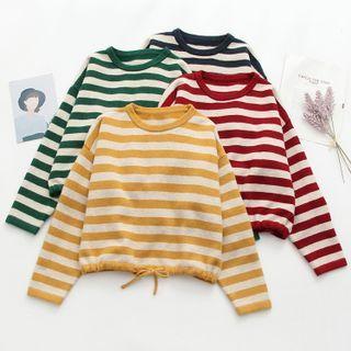 Drawstring-waist Striped Sweater
