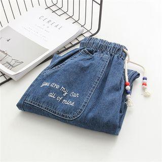 Lettering Denim Harem Pants