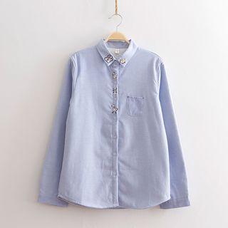 Fleece-lined Animal Embroidered Shirt